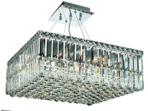 Elegant Lighting 2032D20C/RC Royal Cut Clear Crystal Maxim 12-Light Crystal Pendant, Finished in Chrome with Clear Crystals